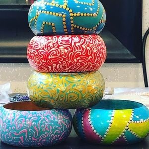 Beautiful Hand Painted Wooden Bracelets!!